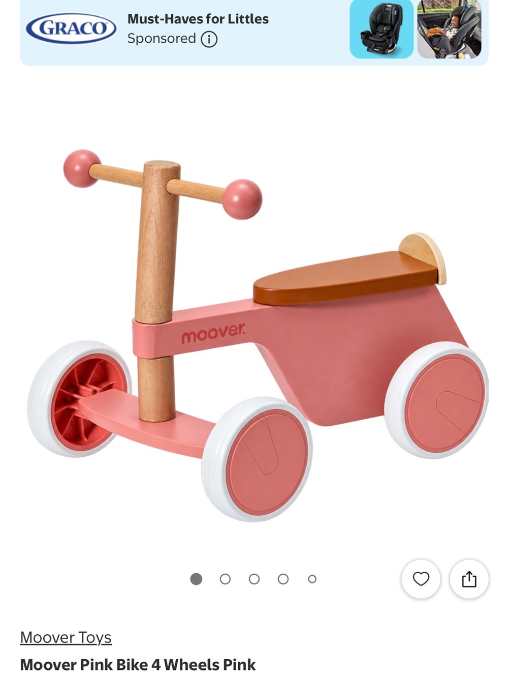 Pink Ride-On Bike for Toddlers by
